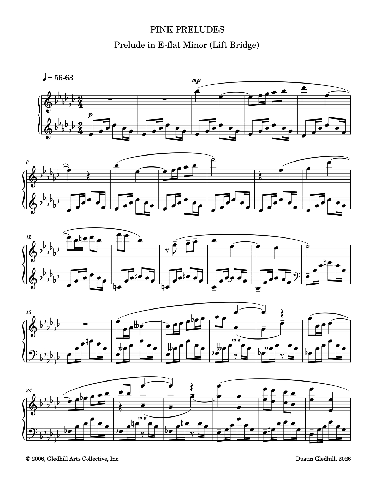 Prelude in E-flat Minor (Lift Bridge) - Sheet Music