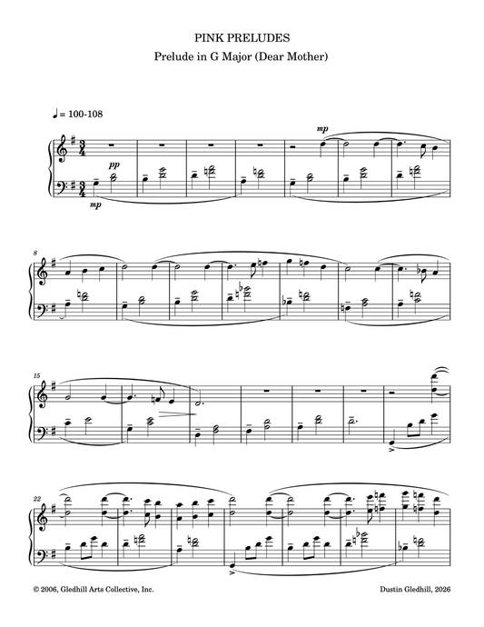 Prelude in G Major (Dear Mother) - Sheet Music